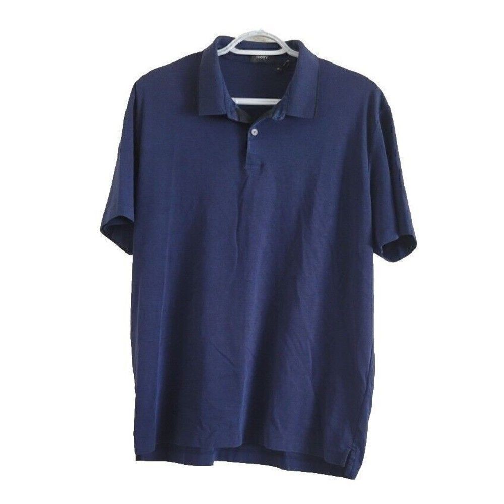 Theory Polo Shirt Men's XL Sandhurst Current Pique Short Sleeve Navy Blue